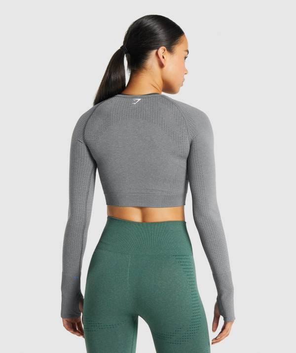 Damske Crop Top Gymshark Vital Seamless 2.0 Long Sleeve Siva | LG2850963